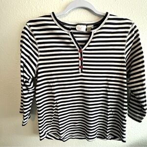 Striped black/white vintage henley Erika 90s